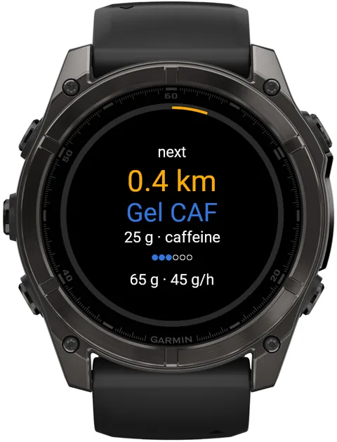 fēnix 8: 0.4 km to go, amber